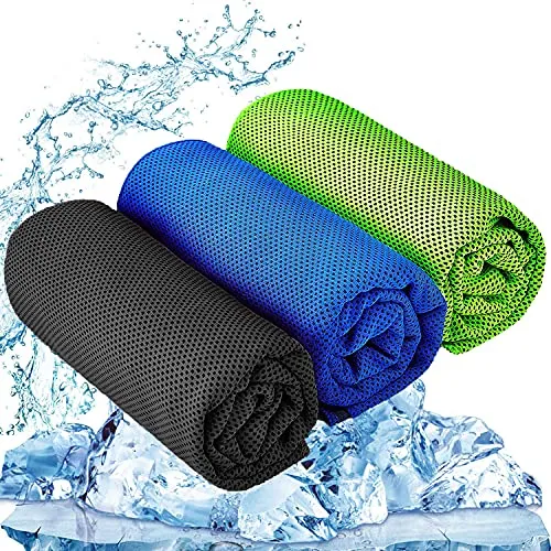 YQXCC Koelhanddoek 3 stuks 120 x 30 cm Microfiber handdoek voor onmiddellijke verkoeling, koele koude handdoek voor yoga…